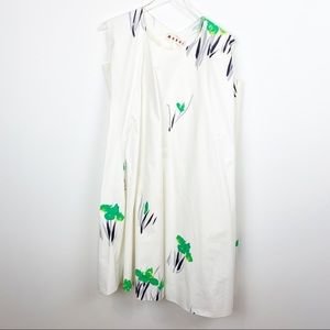 MARNI | Poplin Floral Print Oversized Trapeze Swing Dress